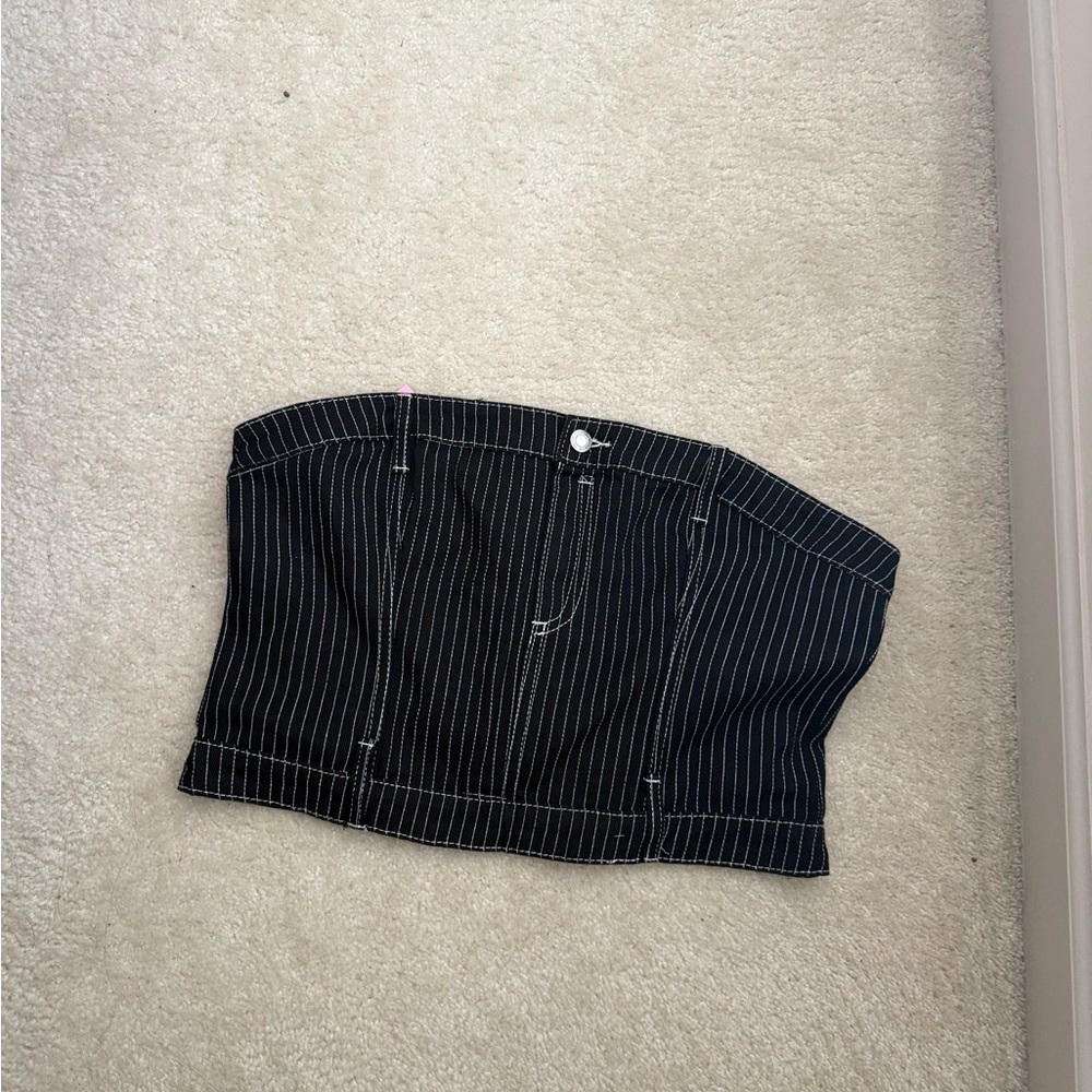 PrettyLittleThing Black Bustier with White Stitching